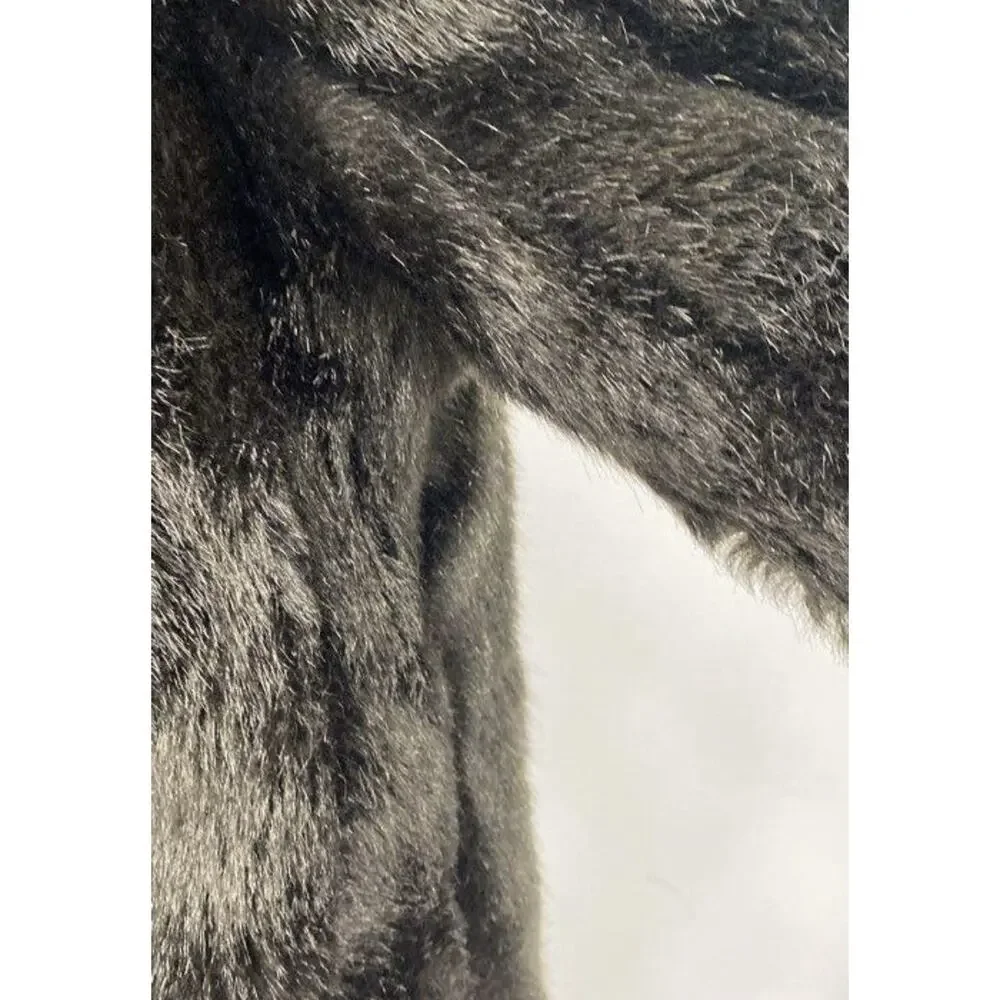 VNT 70s 90s Passport Plush Faux Fox Rabbit Fur Short Jacket Sm 10 Mob Satin 36w - Picture 4 of 15